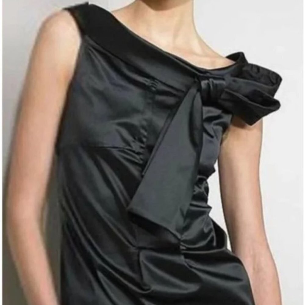 Diane Von Furstenberg Black Off The Shoulder Pia Midi  Dress w/ Bow tie size 6